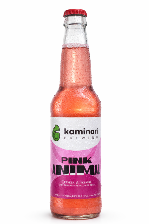 Pink Animal — Malt Seltzer artesanal con fresas y pétalos de rosa. Cerveza ligera, floral y refrescante de Kaminari Brewing.